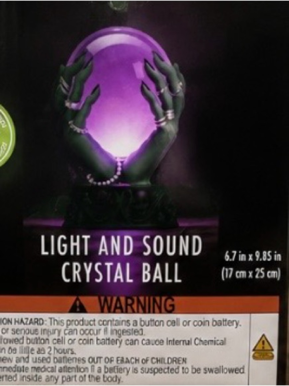 Mystic Green Witch Hands LED Crystal Ball Lamp, Light Up Halloween Crystal Ball - Picture 4 of 9